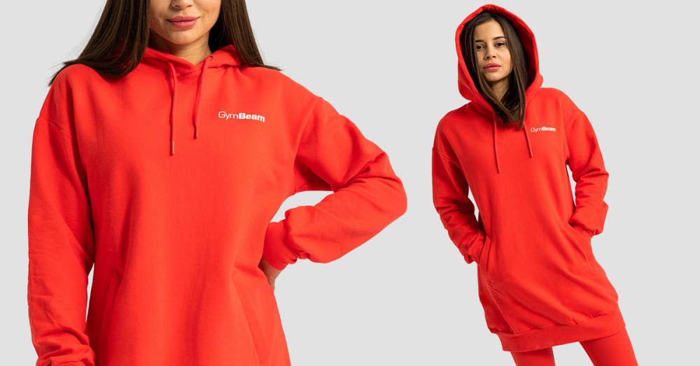 Ženska dukserica Limitless Longline Hot Red - GymBeam