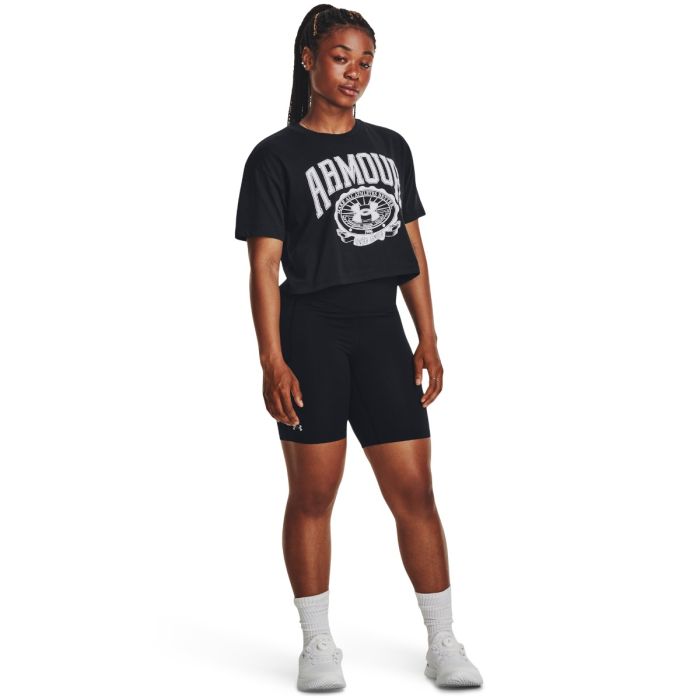 Ženski crop top Collegiate Crest SS Grey - Under Armour