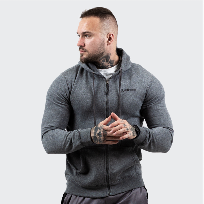 Duksa Zipper Hoodie Grey Black - GymBeam