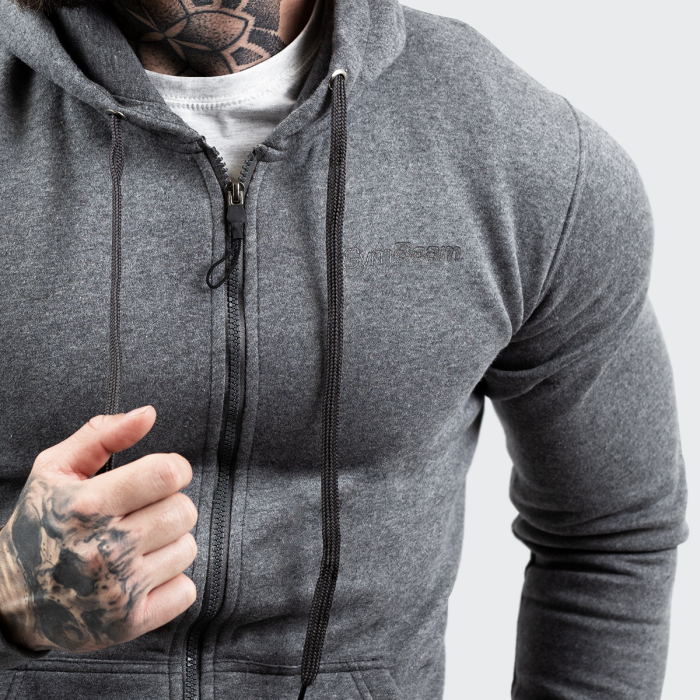 Duksa Zipper Hoodie Grey Black - GymBeam