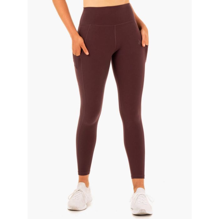 Ženske tajice s džepovima Reset High Waisted Chocolate - Ryderwear