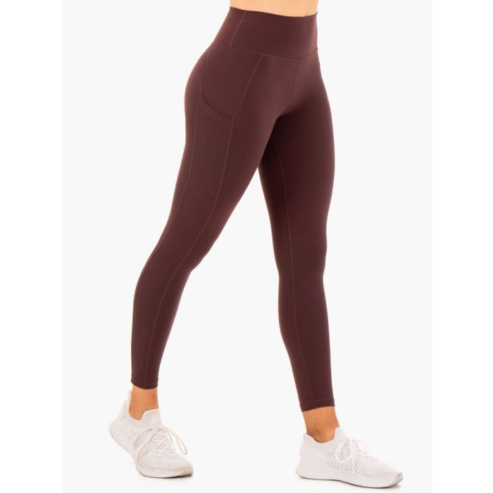 Ženske tajice s džepovima Reset High Waisted Chocolate - Ryderwear