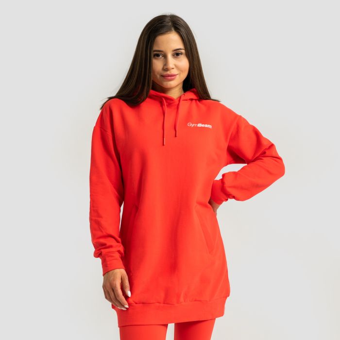 Ženska dukserica Limitless Longline Hot Red - GymBeam