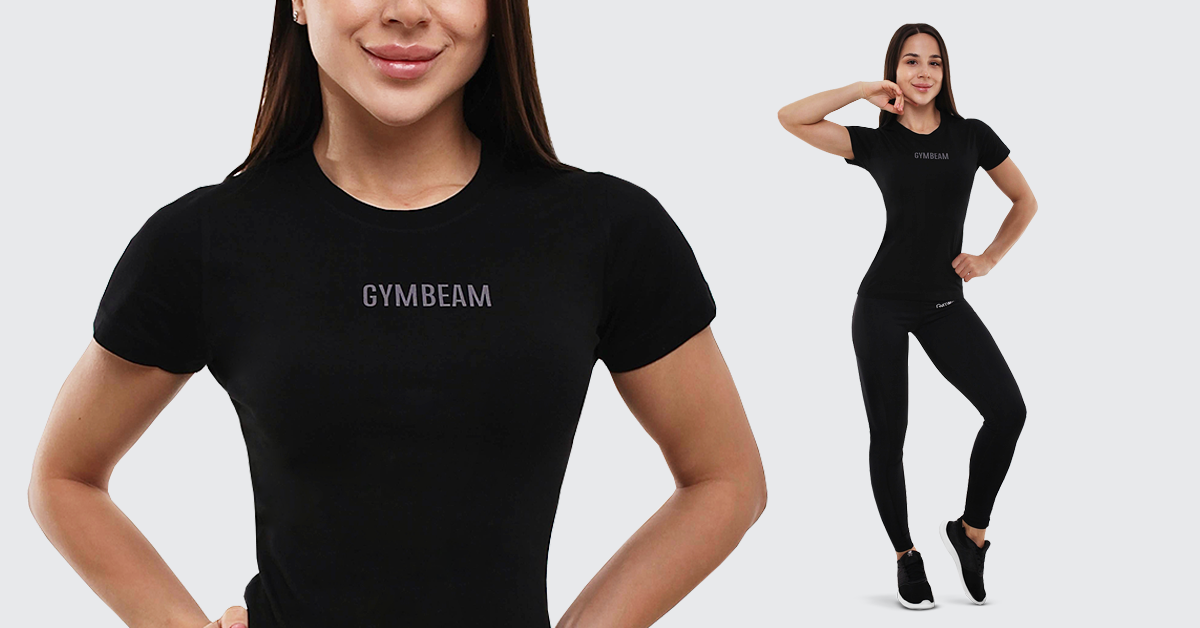 Ženska Majica Kratkih Rukava FIT Black - GymBeam