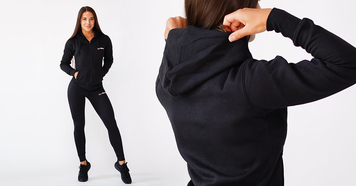 Ženska duksa Zipper Hoodie Black - GymBeam